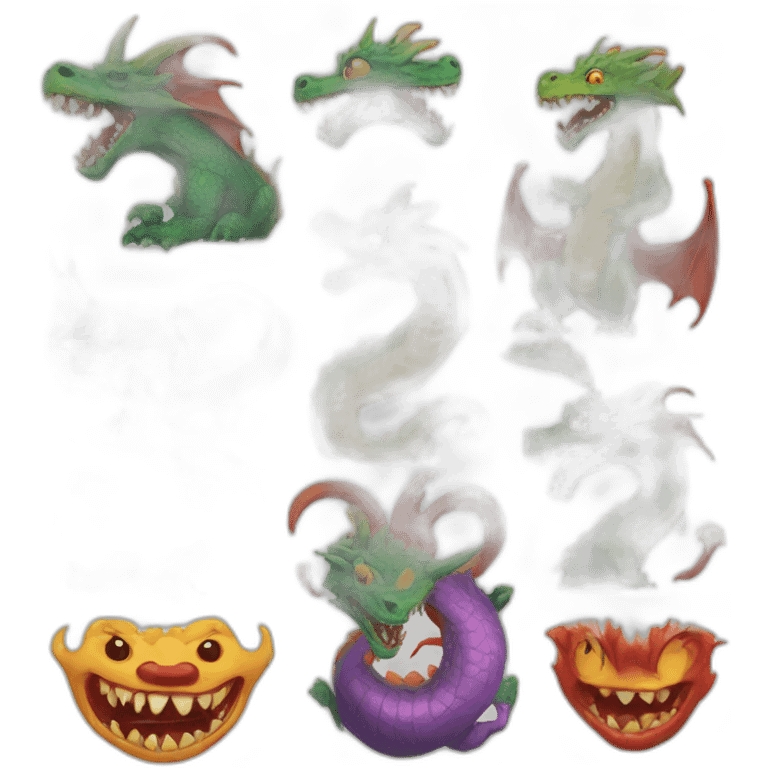 Dragons and clowns emoji