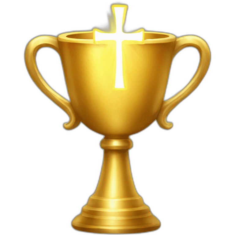 Golden chalice with radiant cross. emoji