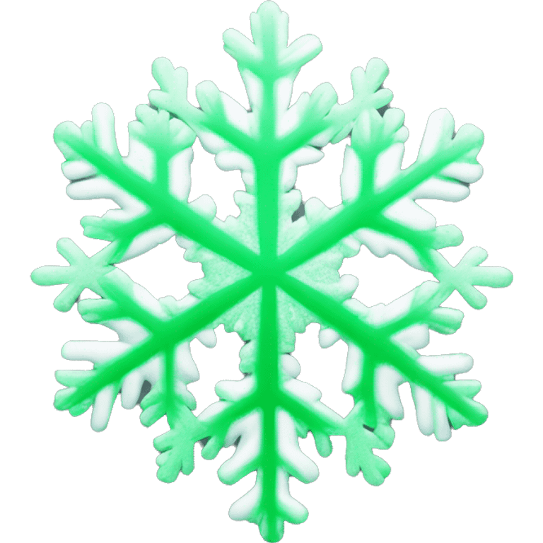 Realistic white to green gradient snowflake.   emoji