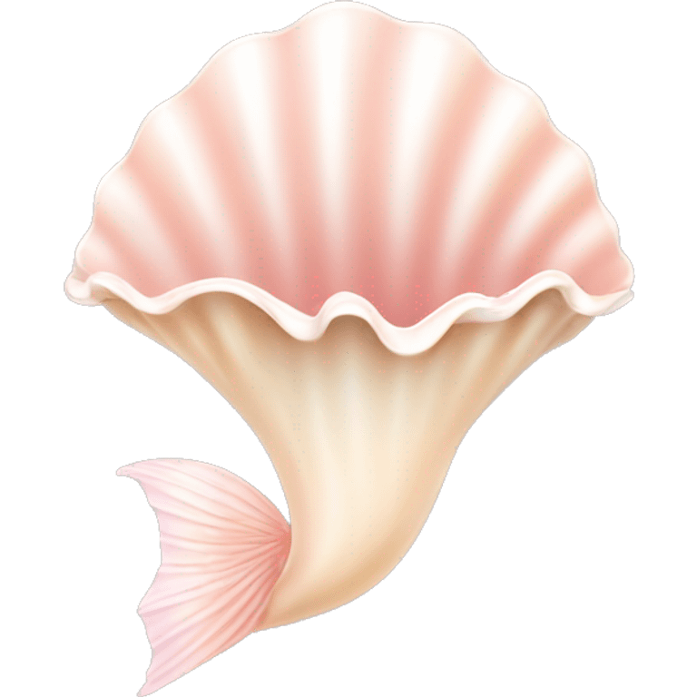 cute girlish light pink and biege decorated delicate, mermaid type SHELL with a small pearl inside of it emoji