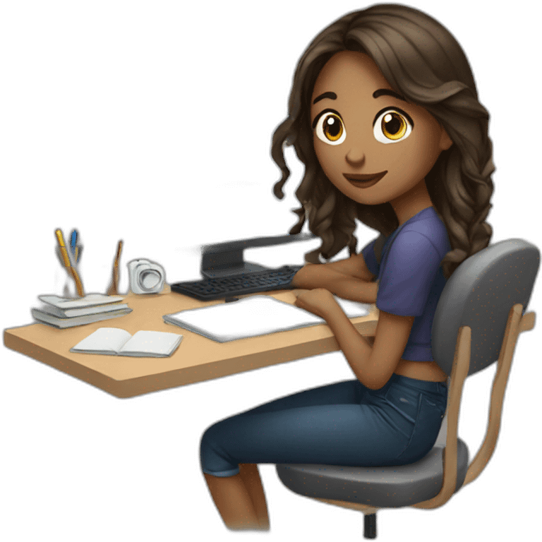 Girl and her study setup emoji