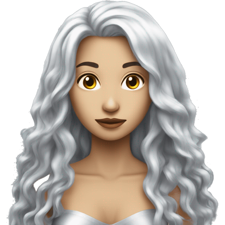 Silver-haired, long hair, female, futuristic, hermaphrodite emoji