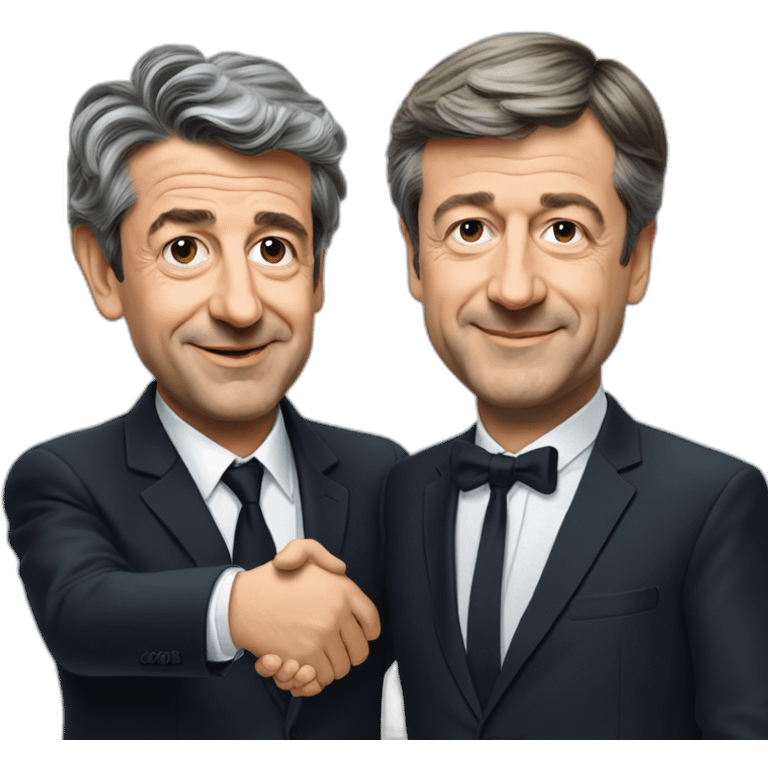 Mélenchon and Macron shaking hands emoji