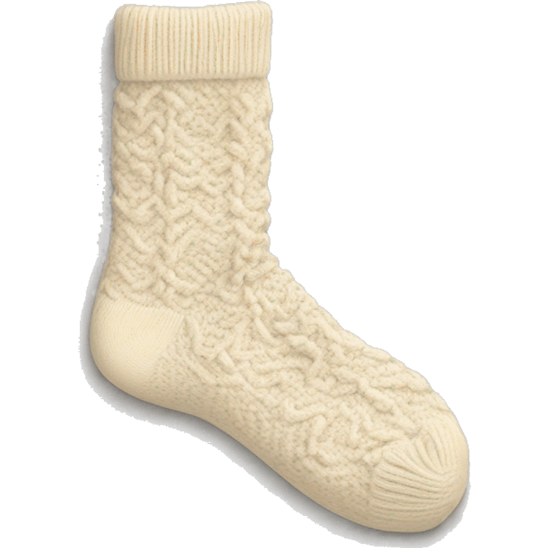 Cozy knitted pattern cream coloured pair of socks emoji