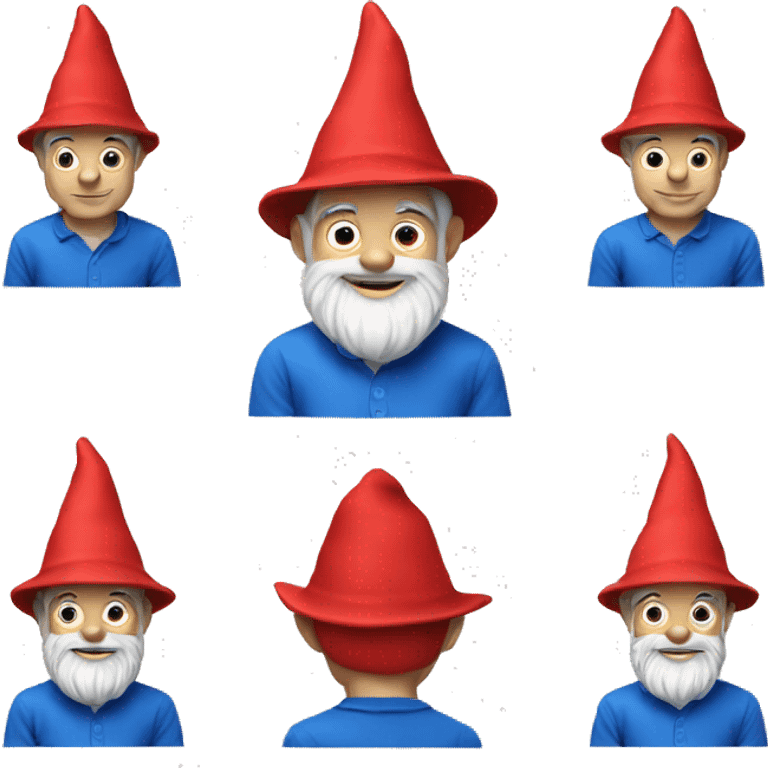 Garden gnome with red hat and blue shirt emoji