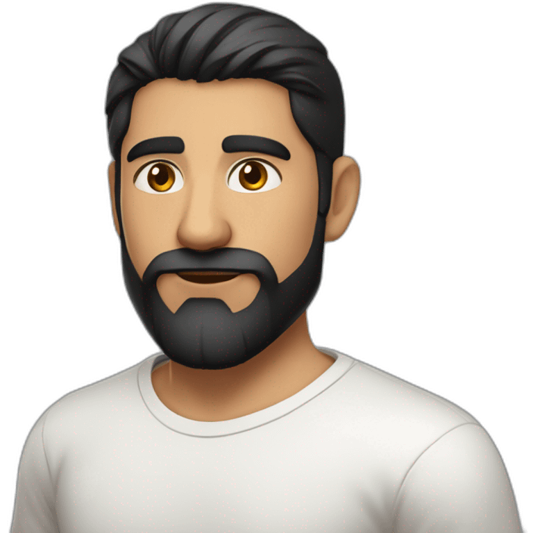 white skin indian in plain white shirt with sleeve up and nice short length black hair and light beard profile image emoji