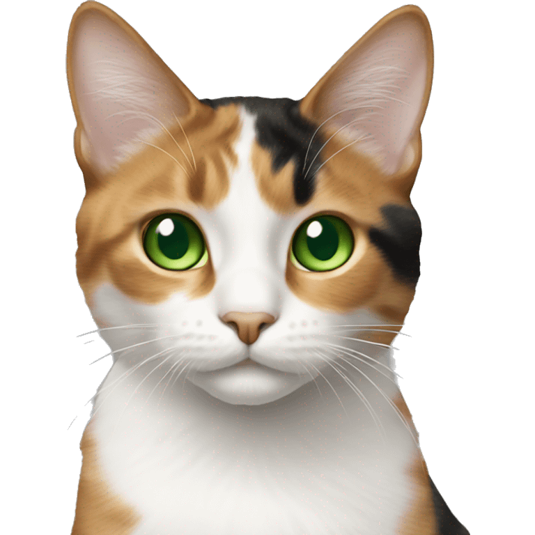 Realistic cat calico with green eyes emoji