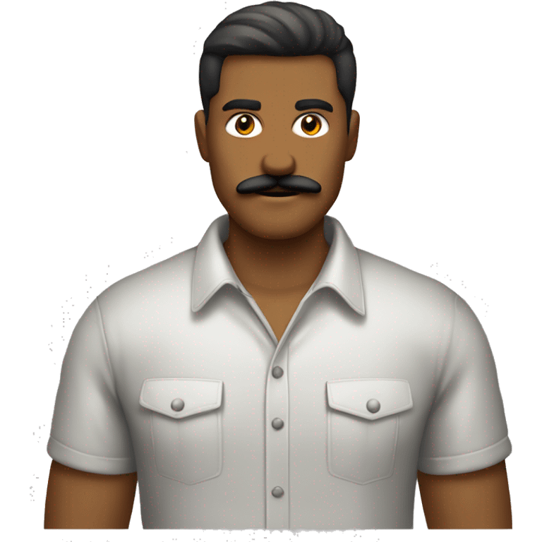 Hombre blamco joven con bigote con ropa playera emoji