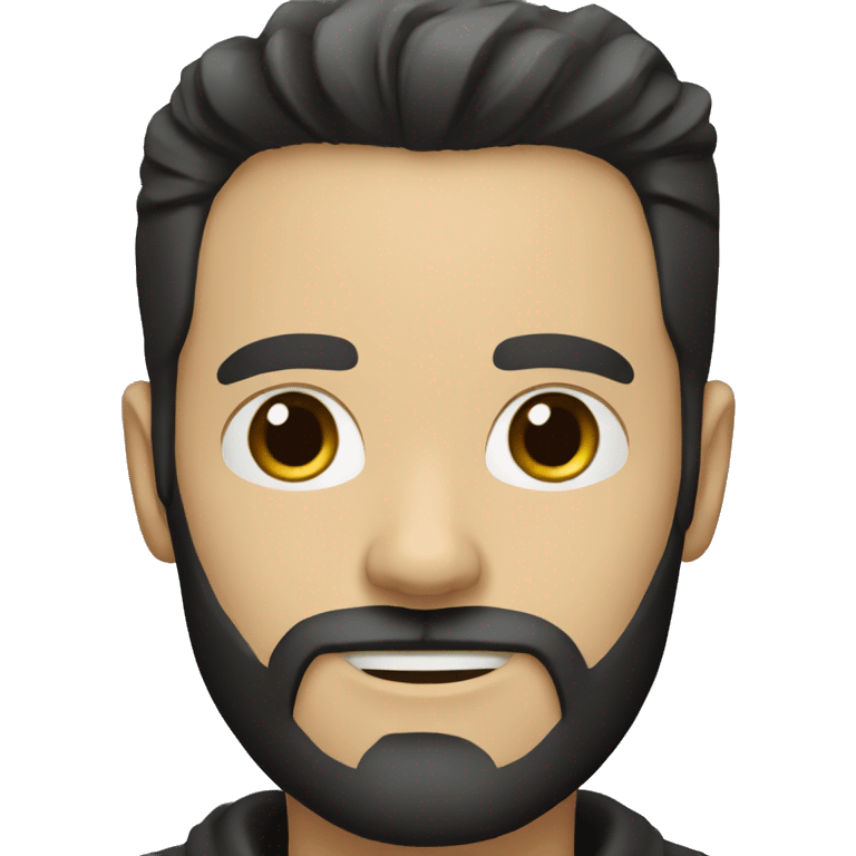 a white man with a black beard and a fashionable dark brown hairstyle is intrigued emoji