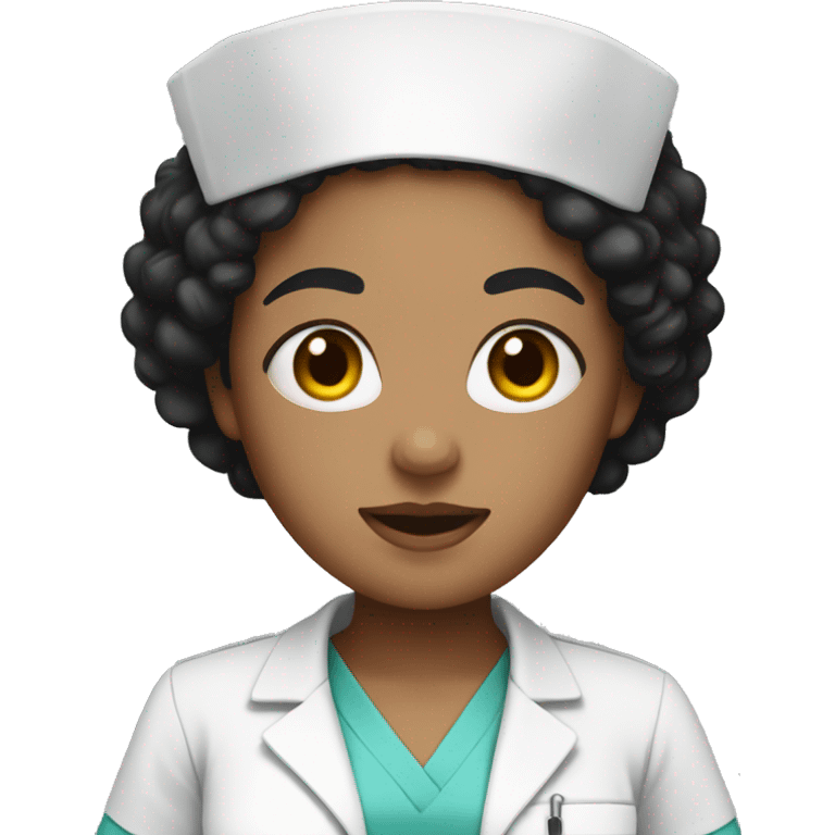 nurse with mask with short black curly hair and light skin emoji