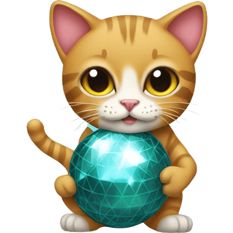 Cat holding disco ball emoji