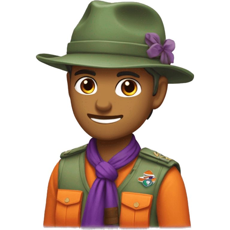 pañuelo scout verde, naranja y violeta emoji