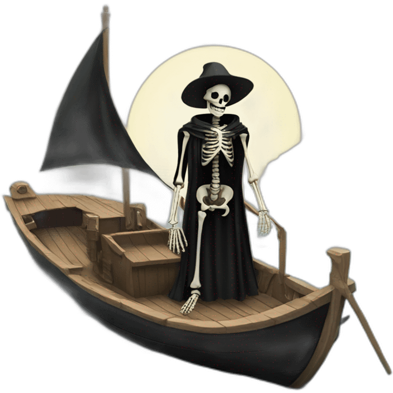 skeleton-ferryman-wearing-a-black-gown-on-a-boat emoji