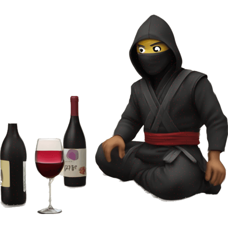 A ninja drinking some wine on a pier emoji