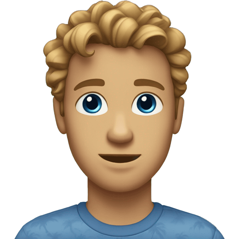 Male with light brown wavy hair, Blue eyes. Palm trees in the background emoji