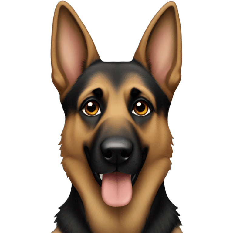 German Shepard with a mostly black face emoji