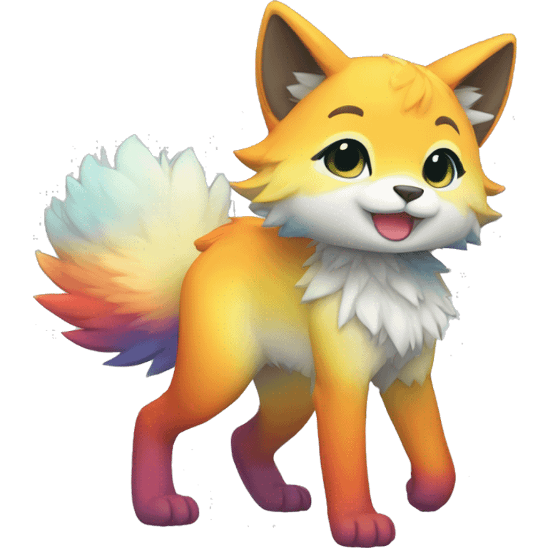 shiny, colorful, gradient, Kemono-style, Chibi, Anthro-Fur-Sona-Fakémon, Full Body emoji