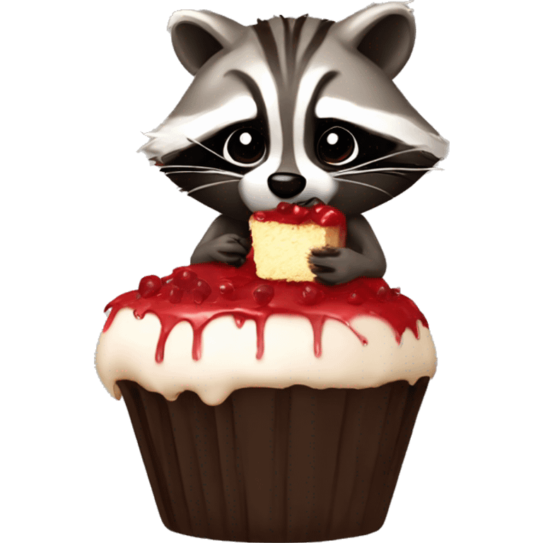 Raccoon eating raccoon cakepop emoji