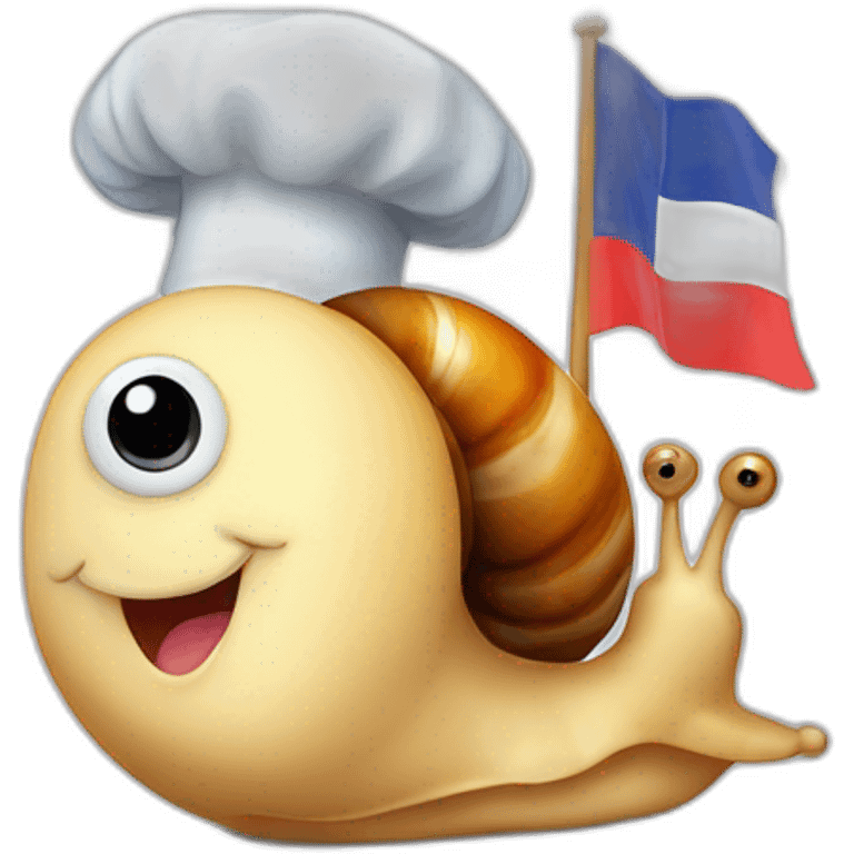 cutie snail with French flag and chef hat emoji