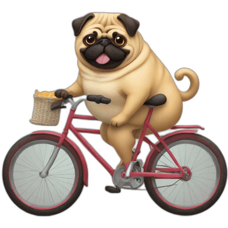 fat pug on a bicycle with mask on emoji