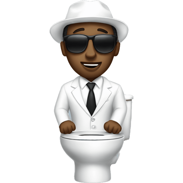 Diddy wearing a white suit in a toilet  emoji