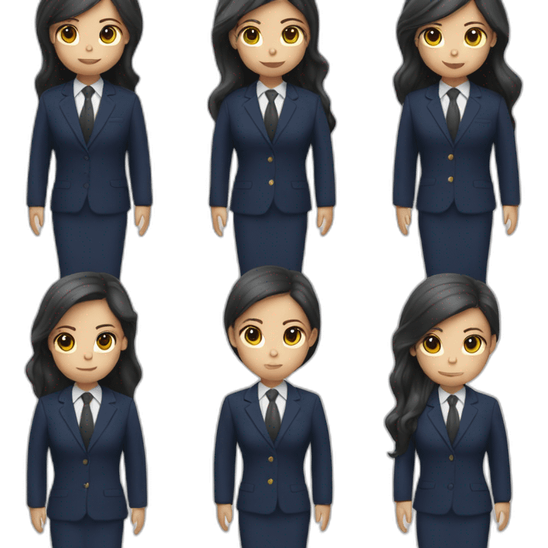 a girl who works in a funeral home in a navy blue suit and a coffin emoji