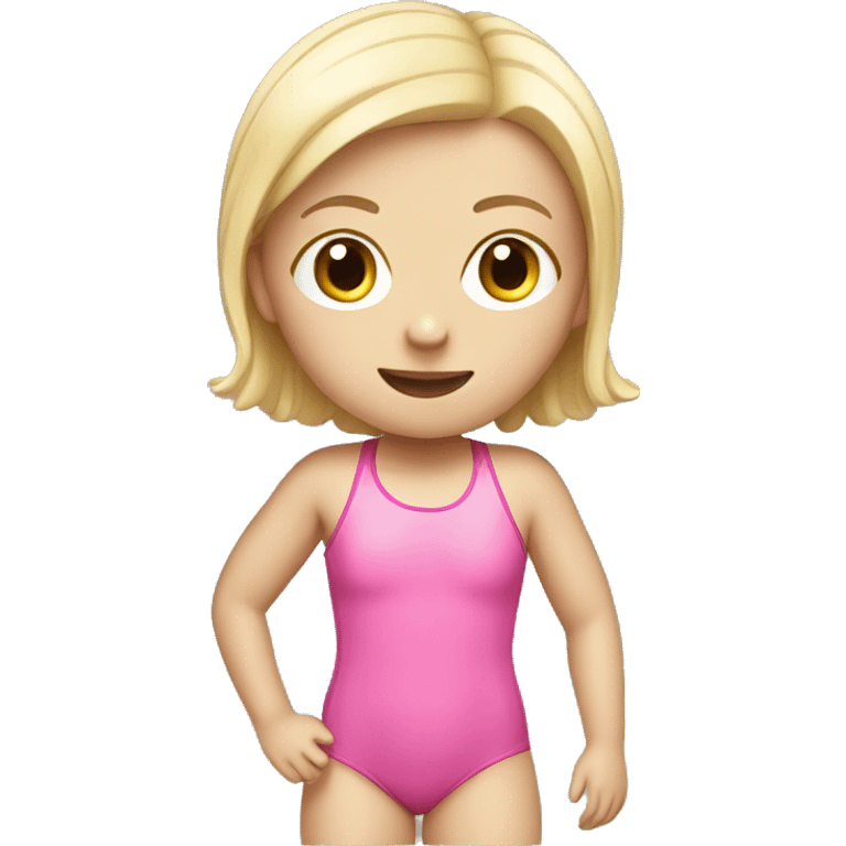 swimming little white girl with pink swimming suit emoji