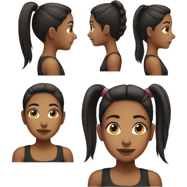 light brown girl with black ponytail coming from the side emoji