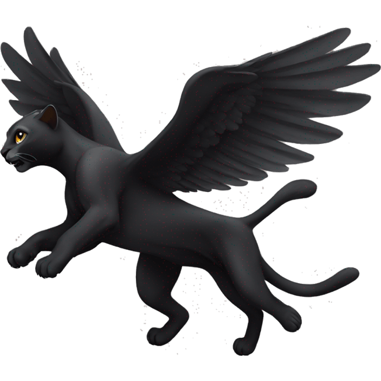 winged black puma flying emoji