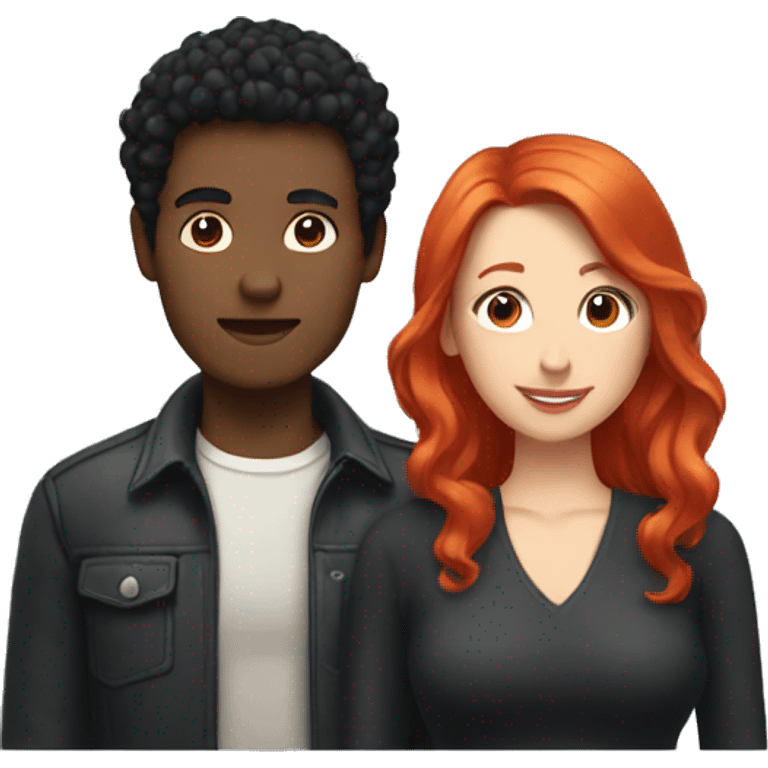 a gay man with short black hair and a white woman with long red hair emoji