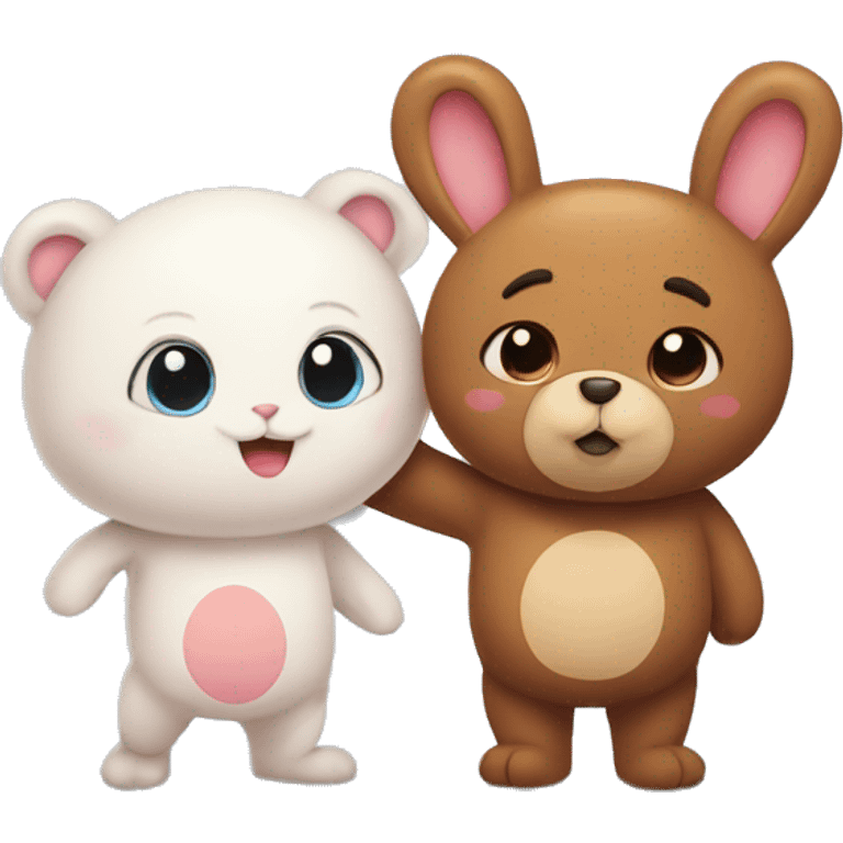 Bunny and bear in love emoji