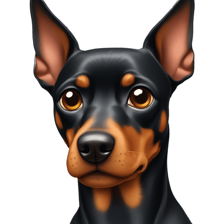 German Pinscher with floppy ears giving a side-eye look emoji