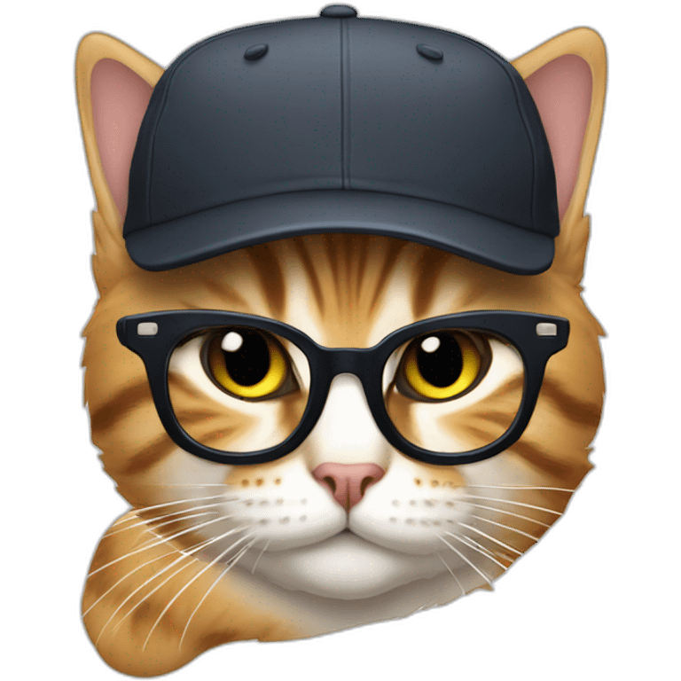 Wearing cap snd spex cat emoji