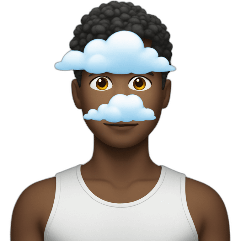 A young Man with a cloud in front of his face emoji