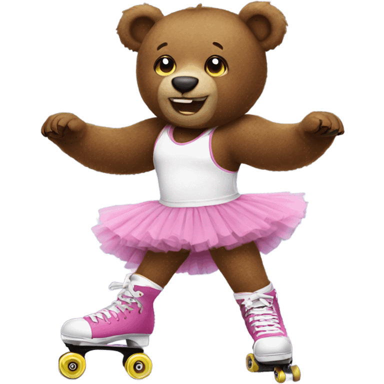 Bear on rollerskates swearing tutu emoji