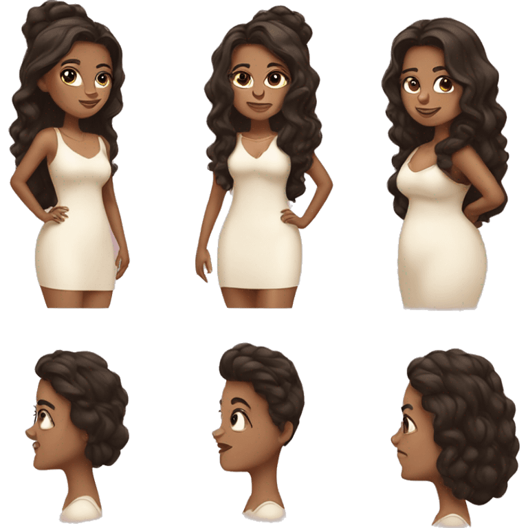 Brown hair queen, fat brown hair queen, tall black hair queen, mascot emoji