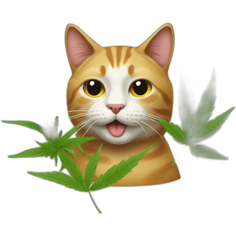 cat with a weed cigarette in its mouth emoji