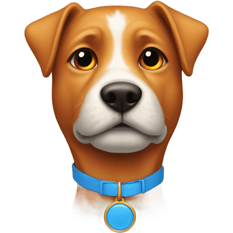 dog with blue collar with orange pendant emoji