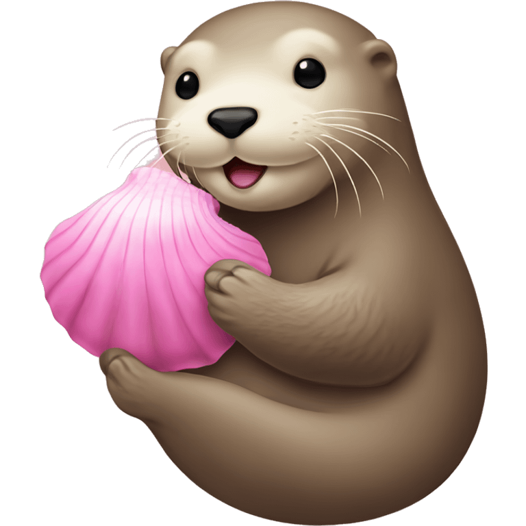 beige sea otter holding pink sea shell emoji