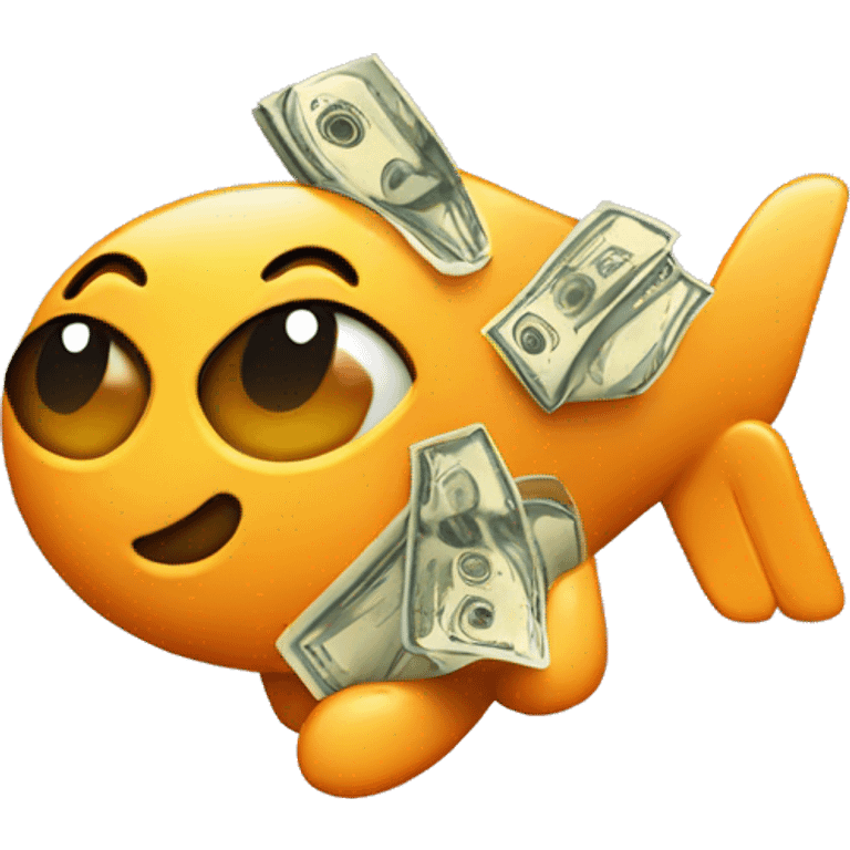 cash flying emoji that looks like a business logo for a company called cheddar emoji