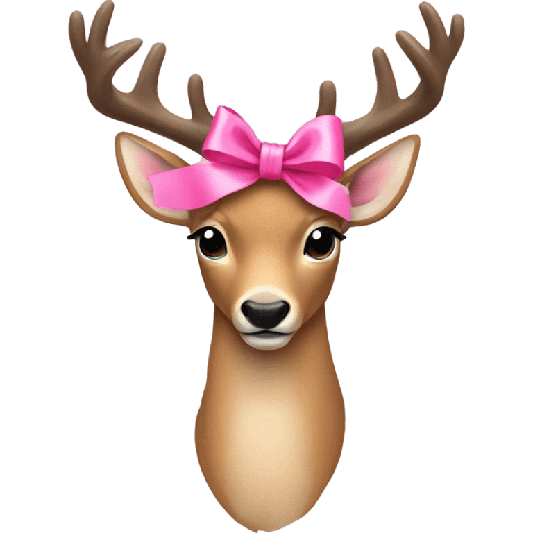 deer with a pink bow around it emoji