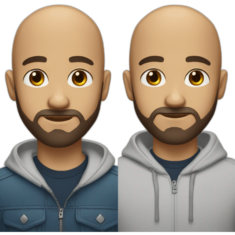 bald dj with brown beard and Blue eyes and without mustache emoji