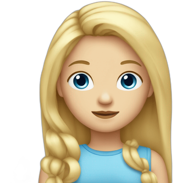 Girl-with-half-long-blond-hair-with-blue-eyes emoji