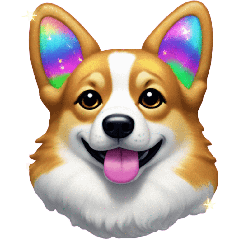 Lisa frank glitter corgi with bows on head emoji