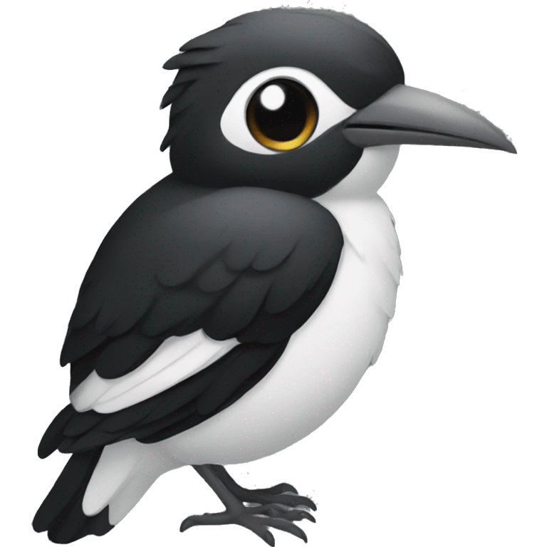 bird black with white belly emoji