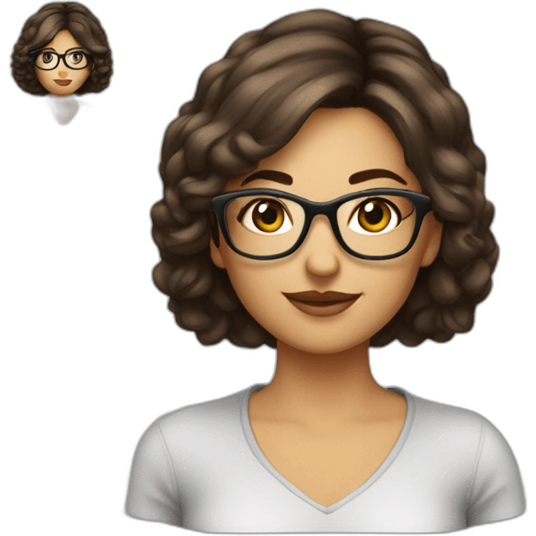 femme brune cheveux courts lunettes transparentes emoji