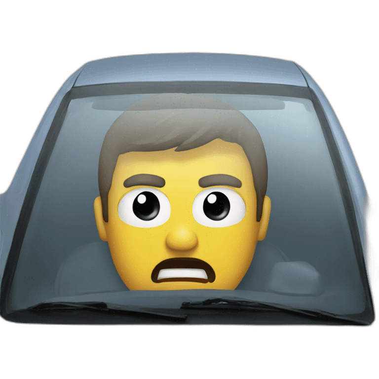 angry man looking at broken car windshield emoji