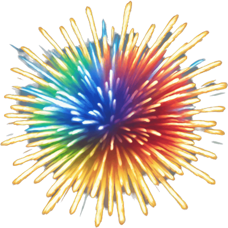 A colorful explosion of fireworks lighting up the sky with bright streaks of red, blue, green, and yellow, typically seen during celebrations or festivals emoji