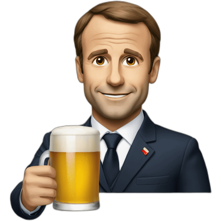 Macron, qui boit une bière emoji