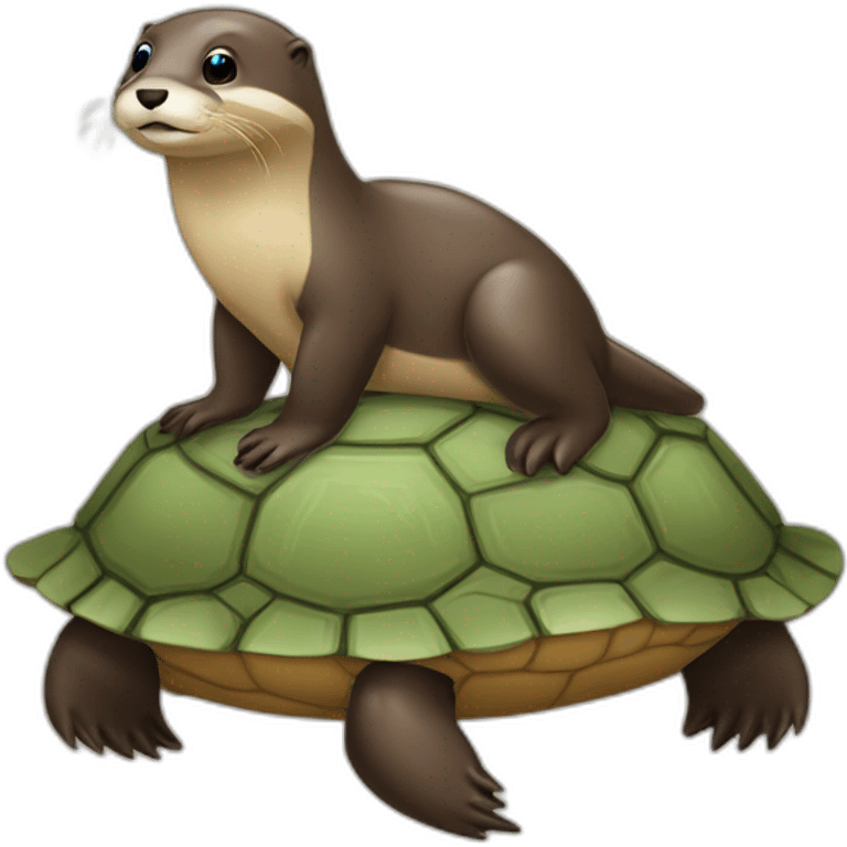 Une loutre sur une tortue emoji